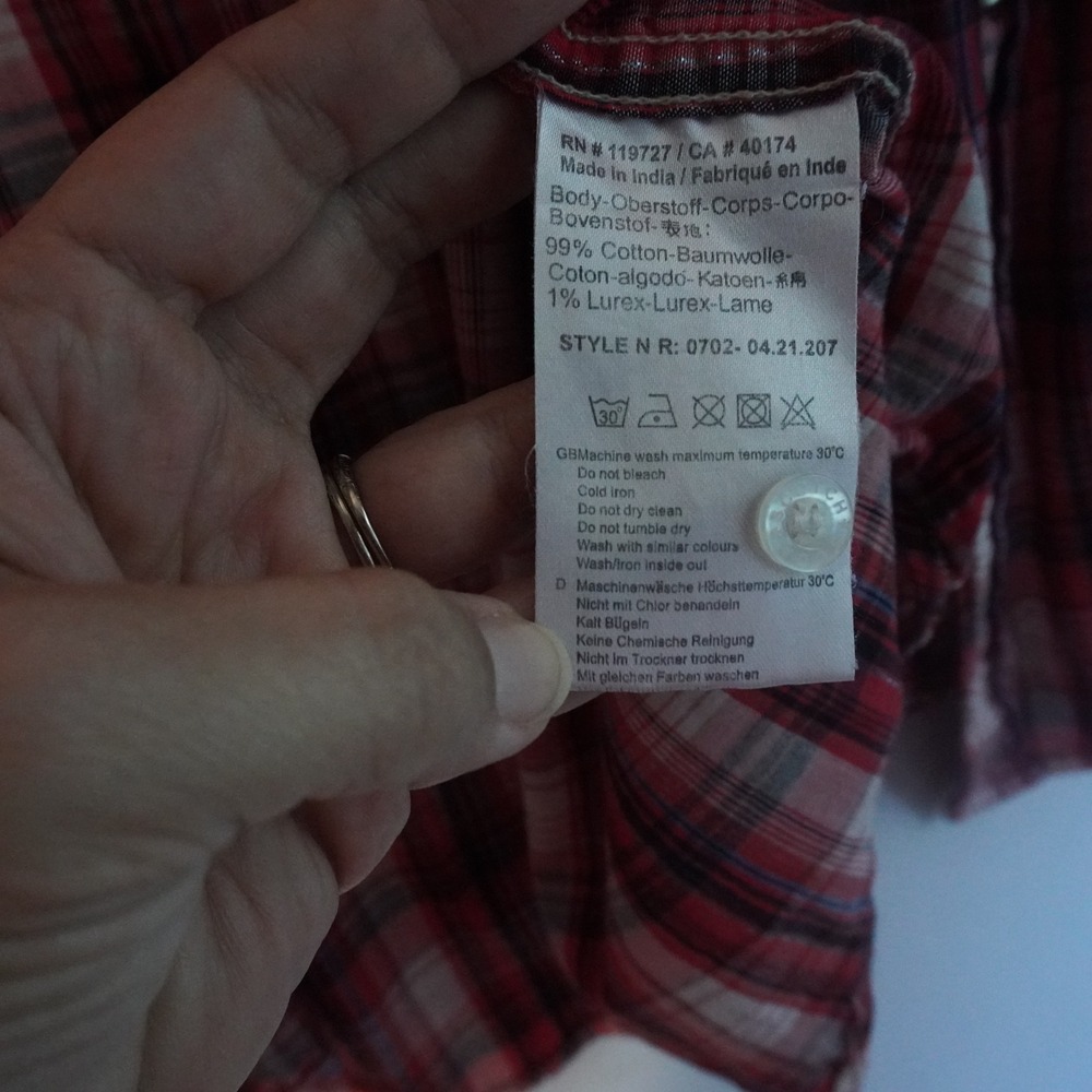 Scotch and Soda Pearl Snap Plaid Button Down Top Women's XL Short Sleeve Western - Picture 5 of 12